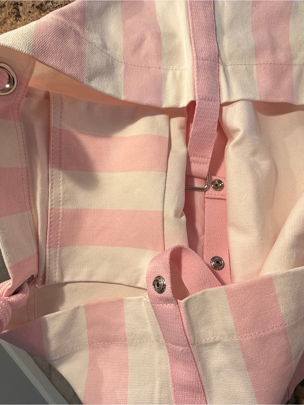 VICTORIA SECRET IconicStriped Pink and White Tote Bag - Picture 5 of 5